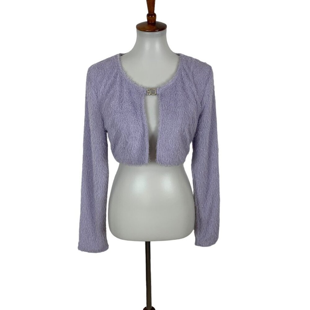 Shane Justin Women XL Cardigan Purple Ribbed‎ Knit Trendy Layered